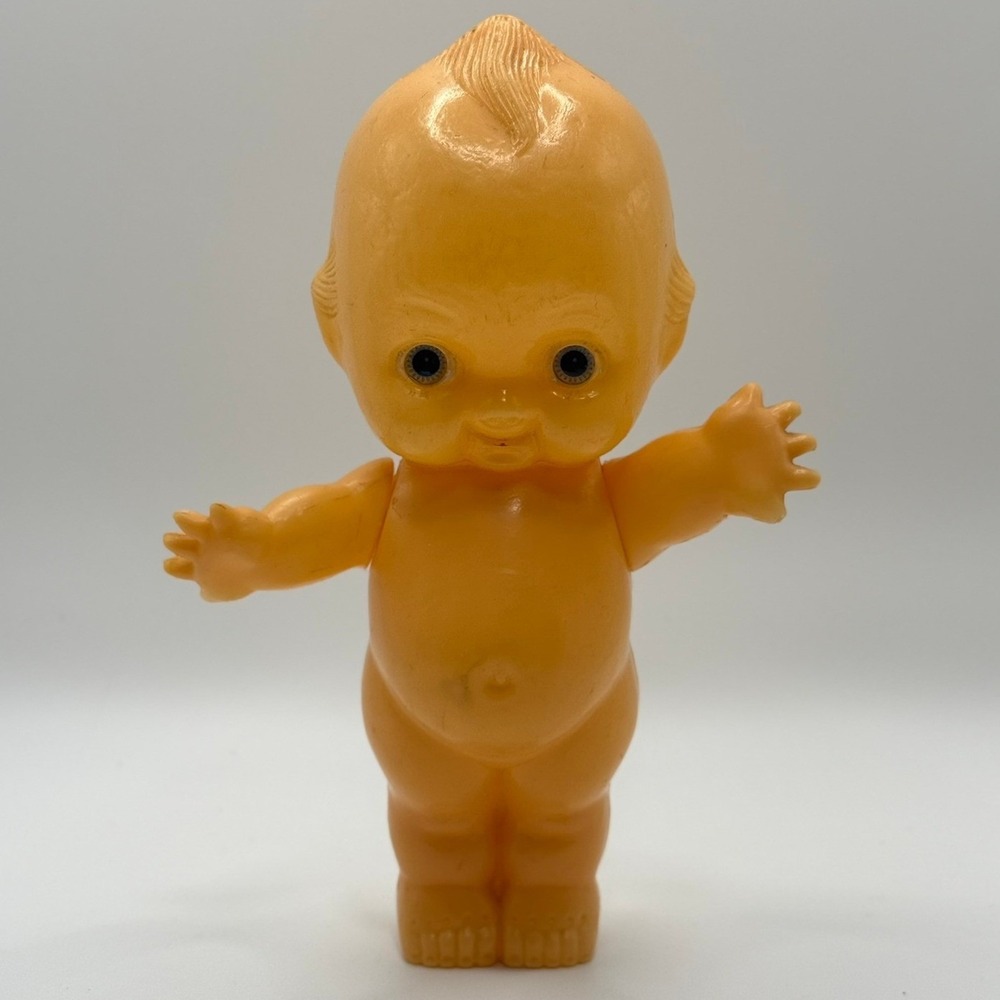 Vintage Reliable D202 Kewpie Baby Doll 8 Inch Vinyl Made in Hong Kong Orange